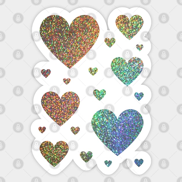 Holographic Rainbow Ombre Faux Glitter Hearts Sticker by Felicity-K